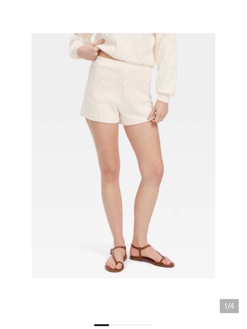 Roller Rabbit Cream Textured Knit  Pullover and shorts set sz XXS  nwt